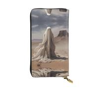 HHGFASD Leather Long Clutch Wallet Ghost in The Desert Pattern Comfortable and Lightweight Zipper Closure for Storing Coins and Credit Cards.