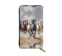 HHGFASD Leather Long Clutch Wallet Horses in a Tornado Pattern Comfortable and Lightweight Zipper Closure for Storing Coins and Credit Cards.