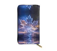 HHGFASD Leather Long Clutch Wallet Ice Sculptures on The River Pattern Comfortable and Lightweight Zipper Closure for Storing Coins and Credit Cards.