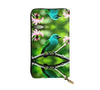 HHGFASD Leather Long Clutch Wallet Kingfisher Standing on Branch Pattern Comfortable and Lightweight Zipper Closure for Storing Coins and Credit Cards.
