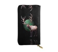 HHGFASD Leather Long Clutch Wallet Northern Lights Elk Pattern Comfortable and Lightweight Zipper Closure for Storing Coins and Credit Cards.
