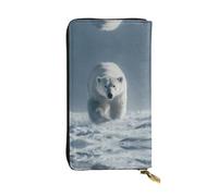 HHGFASD Leather Long Clutch Wallet Polar Bear on The Snowy Plains Pattern Comfortable and Lightweight Zipper Closure for Storing Coins and Credit Cards.