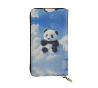 HHGFASD Leather Long Clutch Wallet Red Panda on The Cloud Pattern Comfortable and Lightweight Zipper Closure for Storing Coins and Credit Cards.