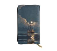 HHGFASD Leather Long Clutch Wallet Ships in The Moonlight Pattern Comfortable and Lightweight Zipper Closure for Storing Coins and Credit Cards.