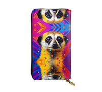 HHGFASD Leather Long Clutch Wallet Spirited Meerkat Pattern Comfortable and Lightweight Zipper Closure for Storing Coins and Credit Cards.