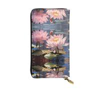 HHGFASD Leather Long Clutch Wallet Splendid Lotus Flower Pattern Comfortable and Lightweight Zipper Closure for Storing Coins and Credit Cards.