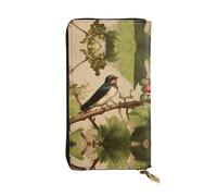 HHGFASD Leather Long Clutch Wallet Swallow on The Vine Pattern Comfortable and Lightweight Zipper Closure for Storing Coins and Credit Cards.