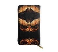 HHGFASD Leather Long Clutch Wallet The Golden Phoenix Pattern Comfortable and Lightweight Zipper Closure for Storing Coins and Credit Cards.