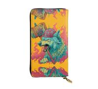 HHGFASD Leather Long Clutch Wallet The Wolf wielding a Hammer Pattern Comfortable and Lightweight Zipper Closure for Storing Coins and Credit Cards.