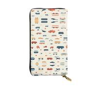 HHGFASD Leather Long Clutch Wallet Transportation Collection Pattern Comfortable and Lightweight Zipper Closure for Storing Coins and Credit Cards.