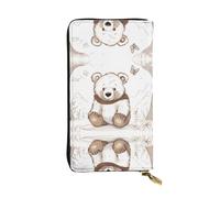 HHGFASD Leather Long Clutch Wallet White Bear Brown Bear Pattern Comfortable and Lightweight Zipper Closure for Storing Coins and Credit Cards.