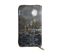 HHGFASD Leather Long Clutch Wallet Young Sprouts in The Rainy Season Pattern Comfortable and Lightweight Zipper Closure for Storing Coins and Credit Cards.