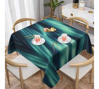 HHGFASD Linear Aurora Pattern Square Decorative Tablecloth 60"x60" Waterproof, Wrinkle-Resistant, Reusable for Coffee Shops, Buffet, Picnics, Weddings, Parties