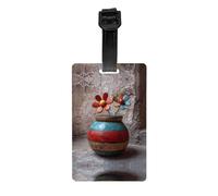 HHGFASD Little Flowers in The Painted Pottery Pattern Luggage tag Type Luggage identifier Suitable for Both Men and Women, Printed with Multifunctional and Cute Tags