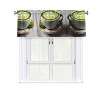 HHGFASD Matcha latte art coffee Pattern Curtain Valance 54x18in for Kitchen, Bathroom, Laundry Room, and Studio Decor