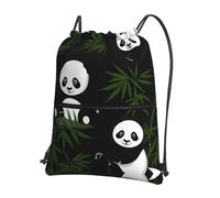 HHGFASD Men's and women's Bamboo forest panda Pattern drawstring backpacks, sports and fitness outdoor bags, waterproof and durable