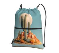 HHGFASD Men's and women's Cactus under the scorching sun Pattern drawstring backpacks, sports and fitness outdoor bags, waterproof and durable