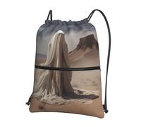 HHGFASD Men's and women's Ghost in the Desert Pattern drawstring backpacks, sports and fitness outdoor bags, waterproof and durable