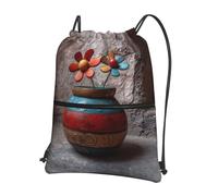 HHGFASD Men's and women's Little flowers in the painted pottery Pattern drawstring backpacks, sports and fitness outdoor bags, waterproof and durable
