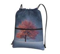 HHGFASD Men's and women's Little tree under the snowflakes Pattern drawstring backpacks, sports and fitness outdoor bags, waterproof and durable