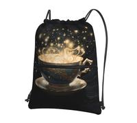 HHGFASD Men's and women's Stars in a teacup Pattern drawstring backpacks, sports and fitness outdoor bags, waterproof and durable