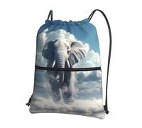 HHGFASD Men's and women's The little elephant on the clouds Pattern drawstring backpacks, sports and fitness outdoor bags, waterproof and durable