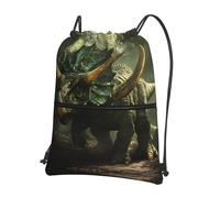 HHGFASD Men's and women's The terrifying triceratops Pattern drawstring backpacks, sports and fitness outdoor bags, waterproof and durable