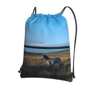HHGFASD Men's and women's Zebra in the grasslands Pattern drawstring backpacks, sports and fitness outdoor bags, waterproof and durable