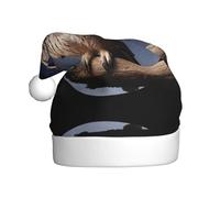 HHGFASD Owl under the moon Pattern Christmas Hat for Adult material is soft and lightweight