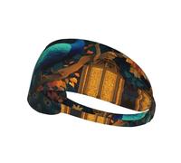 HHGFASD Peacock on a lantern Pattern Elastic Exercise Headband Sports Head Tie for Men and Women, Soft, Quick-Dry