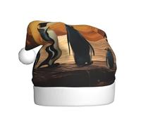 HHGFASD Penguin looking at the sky Pattern Christmas Hat for Adult material is soft and lightweight