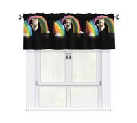 HHGFASD Rainbow meets a cat Pattern Curtain Valance 54x18in for Kitchen, Bathroom, Laundry Room, and Studio Decor