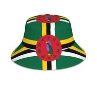 HHGFASD Reflective Double-Sided Bucket hat Flag of The Commonwealth of Dominica Pattern Foldable for Beach, Camping Black
