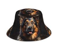 HHGFASD Reflective Double-Sided Bucket hat German Shepherd Pattern Foldable for Beach, Camping Black