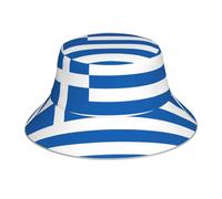 HHGFASD Reflective Double-Sided Bucket hat Greek Flag Pattern Foldable for Beach, Camping Black
