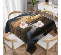 HHGFASD Rivers and plains Pattern Square Decorative Tablecloth 60"x60" Waterproof, Wrinkle-Resistant, Reusable for Coffee Shops, Buffet, Picnics, Weddings, Parties