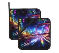 HHGFASD Roads of the Future Pattern Square heat-proof pot holders (set of two) 8x8 in : Quality fabrics, Anti-scalding and easy to clean
