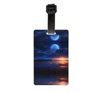 HHGFASD Seaside Moonlight Pattern Luggage tag Type Luggage identifier Suitable for Both Men and Women, Printed with Multifunctional and Cute Tags