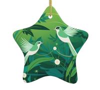 HHGFASD Strange Bird Pattern Christmas Ceramic Star Pendant Festive and Creative Decoration Easy to hang