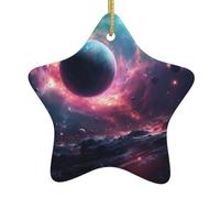 HHGFASD The stars are falling. Pattern Christmas Ceramic Star Pendant Festive and Creative Decoration Easy to hang