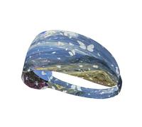 HHGFASD White butterfly in the valley Pattern Elastic Exercise Headband Sports Head Tie for Men and Women, Soft, Quick-Dry