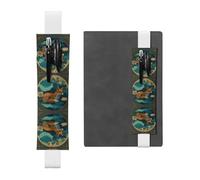 HHGFASD White The Fox on The Lotus Leaf Pattern PVC Leather Pencil case Bookmark 2-in-1 Anti Slip Storage Essential for Travel Accounts