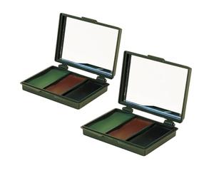 HHH Hunting Set Of Two Camouflage Face Paint Kit - Compact Facepaints Set With Black Green & Brown Camouflage Makeup - Easy Application Camo Face Paint For Army Halloween Costume Military Accessories