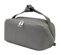 hhhouu Large PU Leather Makeup Bag with Handle, Travel Cosmetic Organizer Case, Waterproof Toiletry Bag, Portable Storage Pouch for Accessories and Brushes, Ideal Gift for Women HO-CB01, Grey, Simple