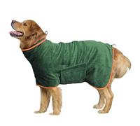HhiMyOct Dog Drying Coat - Fast Drying Dog Towel Robe - Microfiber Dog Drying Bag Super Absorbent Pet Bathrobe, Adjustable Collar Fast Drying Coat Pet Dog Cat Bath Robe Towel (Large, Green)