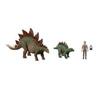 HHK91 Jurassic World: A New Age Legacy Collection Dr Sarah Harding with Large and Small Stegosaurus Dinosaur, Authentic and Articulated Figures, 9.5 cm, Age 4+