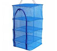 HHKTY Drying Rack 3 Layer Hanging Drying Net Folding Fish Mesh With Zippers For Fish Vegetables Meat Herb Fruit Plants Net Dry Cage(Size:35x35x65cm,Color:Blue)