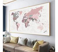 HHLSS Artwork Painting 60x80cm(23.6x31.5in) no frame World Map Poster Print Pink Colors Wall Art Canvas Painting Big Size Wall Picture for Living Room Home Decor