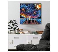 HHLSS Print on canvas 50x50cm(19.7x19.7in) no frame Starry Night Series Snoopy and Charlie Posters Canvas Print Wall Art Painting Decor Pictures Wall decor