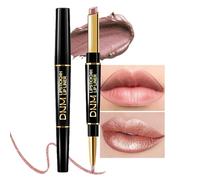 Hhltoh 2 in 1 Lipstick and Eyeliner Combination Matte Brown Dnm Double Tip Metallic Lipstick Eyeliner Lip Gloss Pencil D 1pcs #18 Metallic Brown